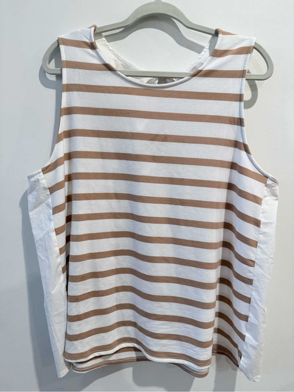crown & ivy White and Tan Striped Sleeveless Tank